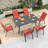 6-Piece Outdoor Dining Chairs Set, Wide Ergonomic Seat, 350 Lbs Capacity, Waterproof & Rust-Resistant Teslin Fabric Metal Frame-1023494028-1023494027
