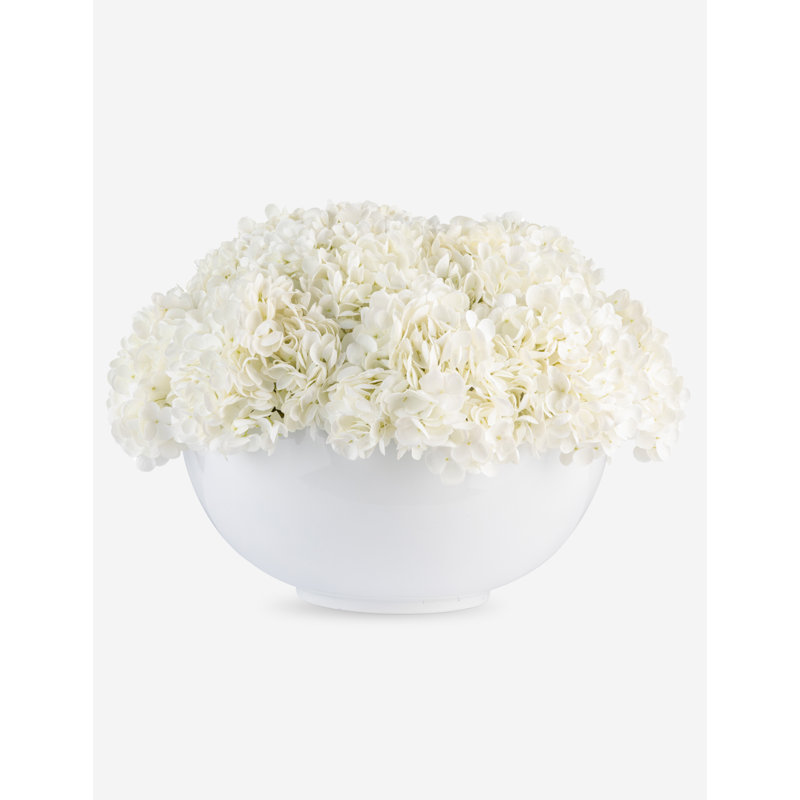 Grand centre de table d'hortensia Culttured Interiors Realtouch, Blanc