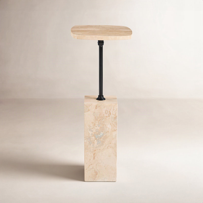 Caro Stone End Table, Beige