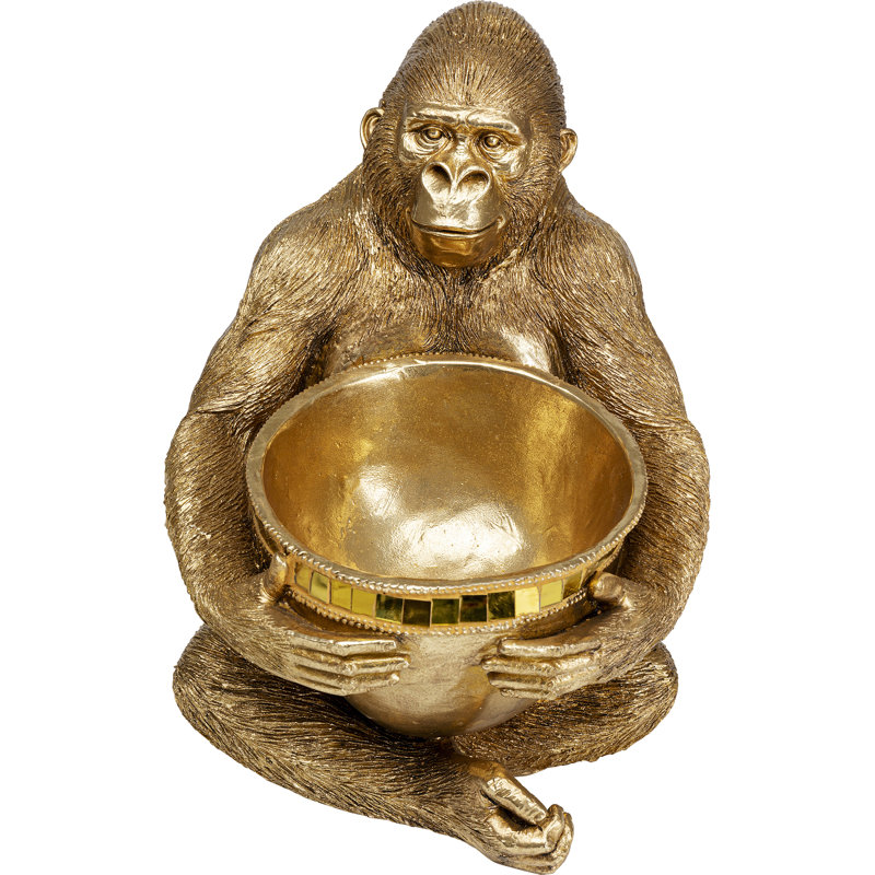 Deco Figurine Holding Bowl Gold 41cm