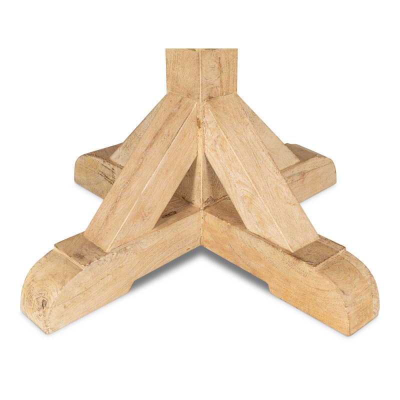 Natural Mango Wood Round Pedestal Dining Table