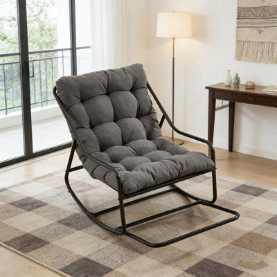 Chaise berçante d'extérieur, coussin confortable, avec coussin doux et épais
