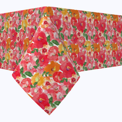 Rectangular Tablecloth, 100% Cotton, Floral 206