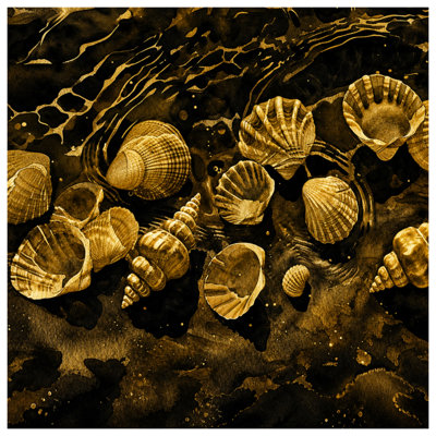 Rideaux de douche Golden Seashells Illustration