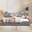 Lit plateforme simple tapissier avec rangement et tiroirs-583179029