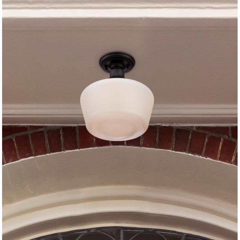 Outdoor Semi Flush Mount, White/Black