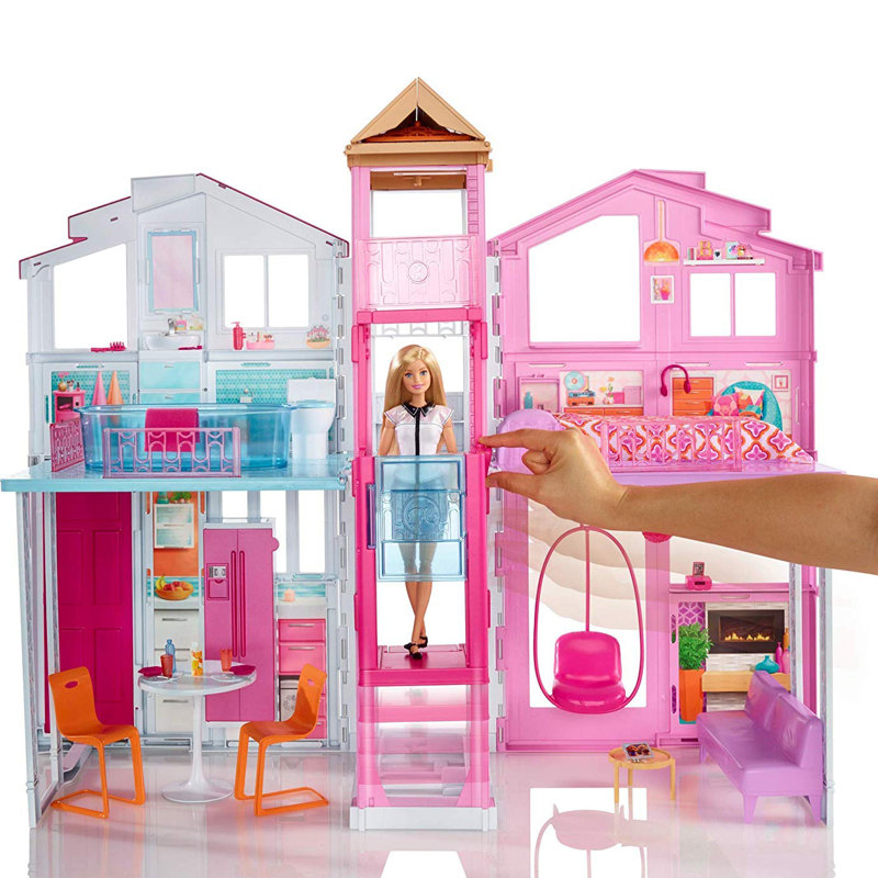 Barbie Pink Passport 3 Story 4 Room Modern Townhouse with Authentic Accessories