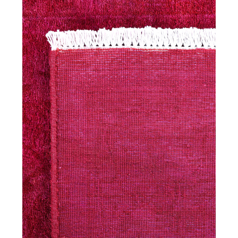 Overdyed Hand-Knotted Wool Modern-Contemporary Pink Runner 2' 6" x 13' 10"