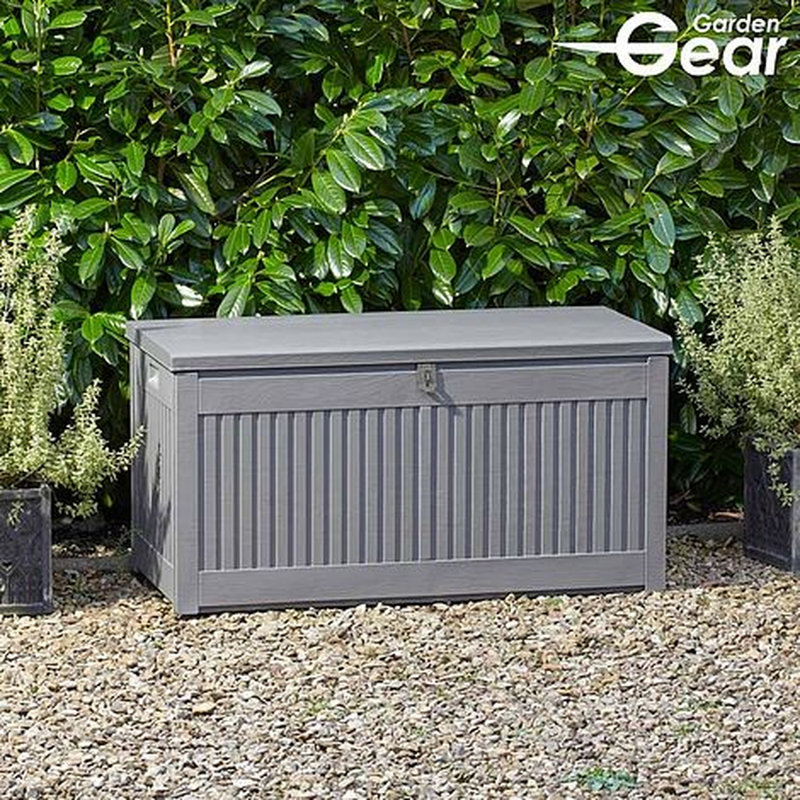 17 Stories Nyima 270 Litre Plastic Lockable Deck Box in Grey
