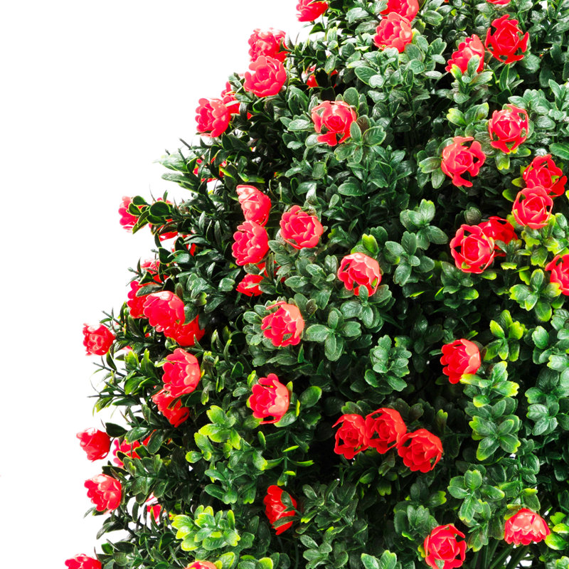 Paquet de 2 topiaires roses artificielles, plantes artificielles d'extérieur