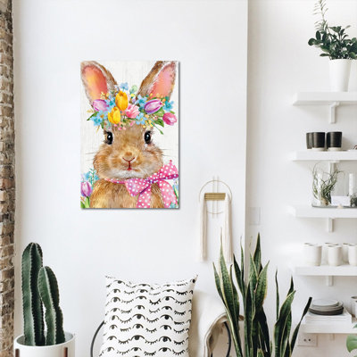 Art mural de lapin de Pâques GUTTATY, décoration murale de photos de lapin de Pâques au printemps, décorations murales de fleurs de lapin et de printemps, impressions de Pâques pour le salon, la chambre à coucher, la chambre d'enfant, la chambre de bébé prête à être suspendue 12 po x 16 po