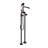Roind Bathroom Tub Spout with Diverter Industrial Pipe Freestanding Bathtub Faucet with Handheld Shower Floor Mounted Tub Filler with Dual Wheel Handles-79097723