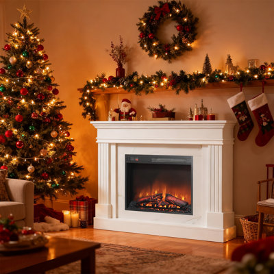44 Inch Electric Fireplace With Mantel, 23 Inch Insert Heater, Realistic Flame Effect, Remote Control, Timer, Csa/ul Certified