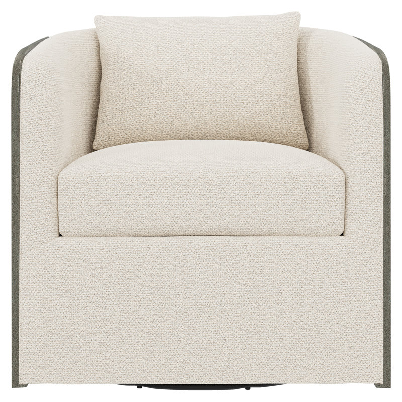 Eliot Upholstered Swivel Barrel Chair, Cream Chenille 1345-002