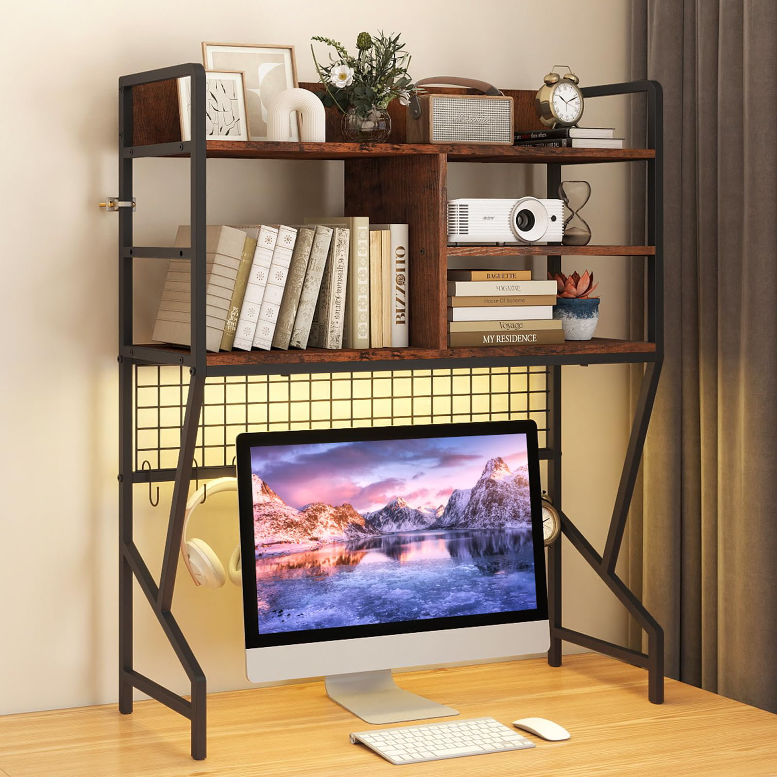 Ebern Designs 3-Tier Desktop Bookcase With RGB Lights | Wayfair.co.uk