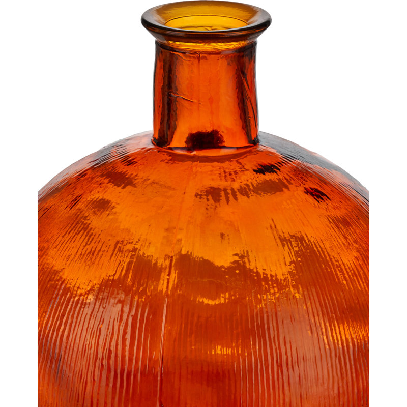Round Recycled Glass Vase, Orange