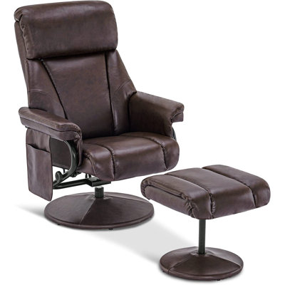 Sealey Swivel Recliner with Ottoman, Reclining Chair with Massage, Faux Leather Lounge Chairs