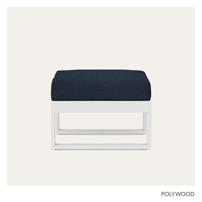 Repose-pieds modulaire d'extérieur avec coussin, Blanc, Indigo marin