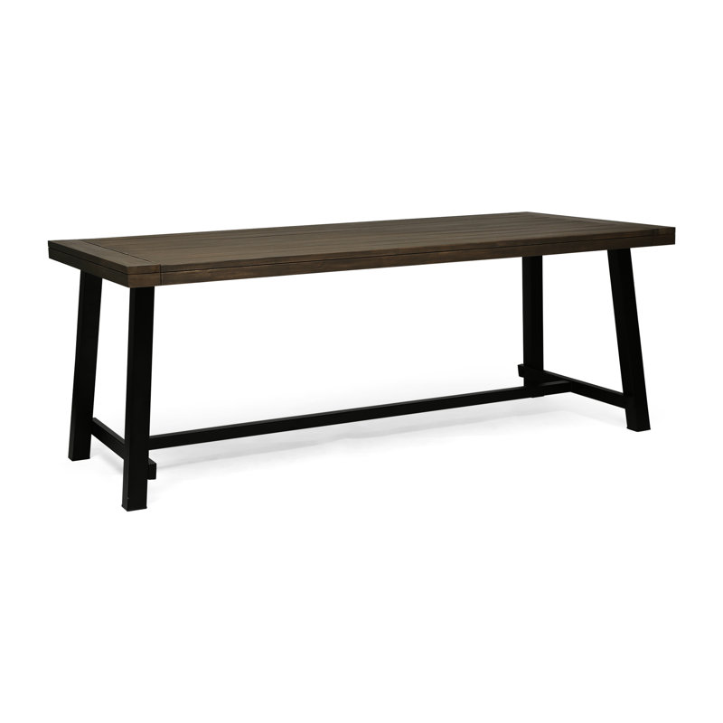 Modern Industrial Wood Outdoor Table - Grey+Black Finish Sleek Patio With