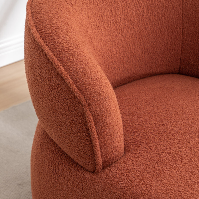 Olevide Swivel Barrel Chair, Orange Teddy