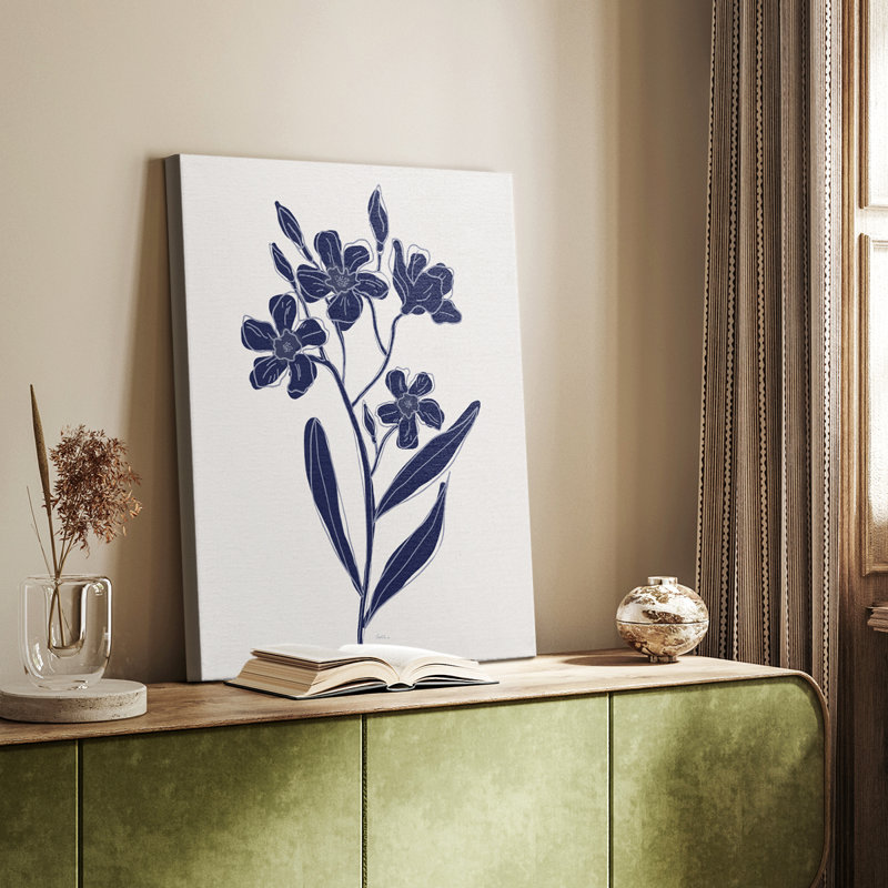 Indigo Botanical Study II - galerie sur mesure, H 60 po x l 40 po