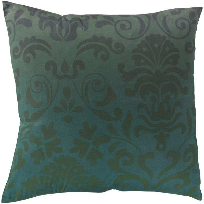 Damask Down Throw Pillow, 22" x 22", Pillow Cover Only, Bright Blue/Dark Blue