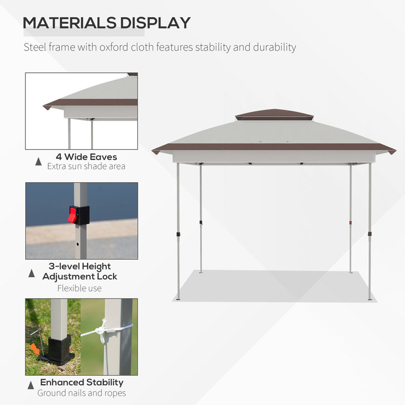 Outsunny 12' X 12' Pop Up Canopy Tent With Netting And Carry Bag, Brown, Brown/White