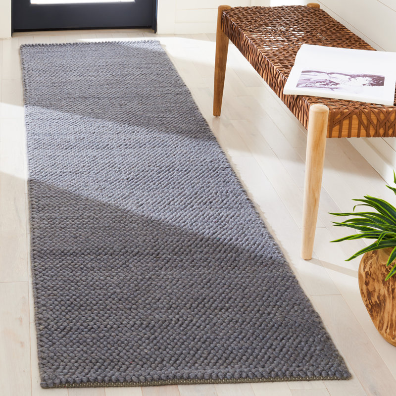 Almus Handmade Tufted Wool Dark Gray Area Rug, Runner 2'3" x 9'