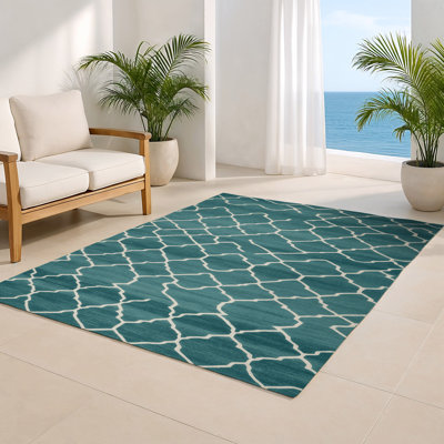 Tapis bleu intérieur et extérieur Trellis