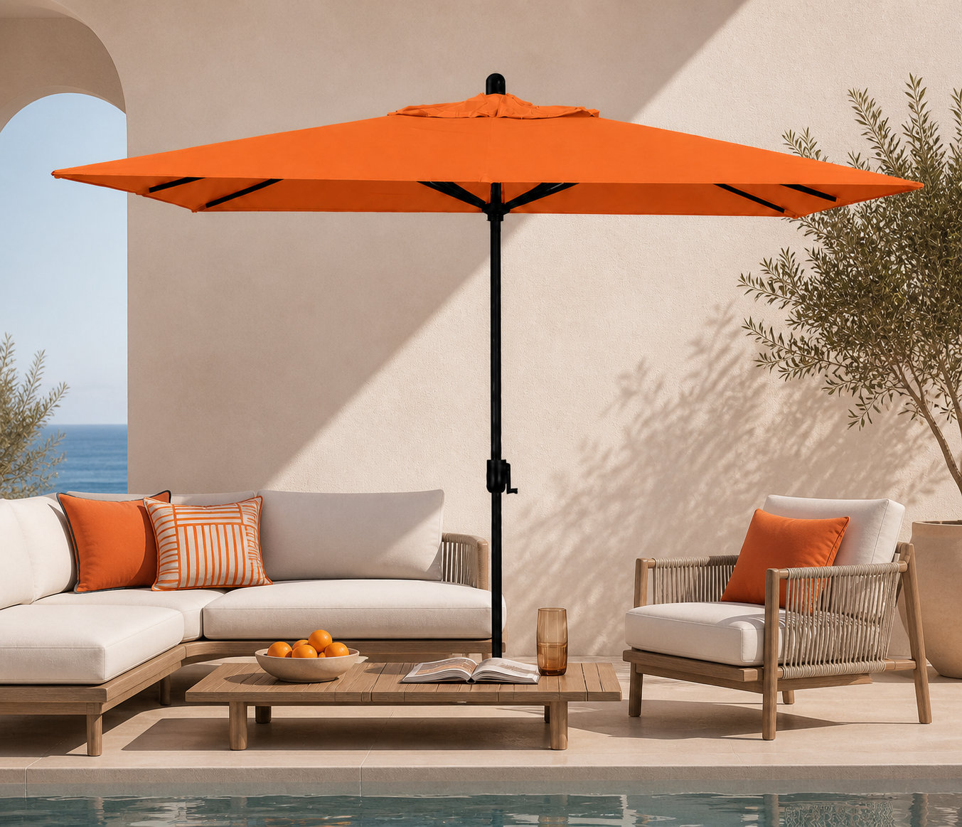 Olivier 116.7'' Outdoor Umbrella, Starring Gray, Canvas Tuscan Sunbrella® Canvas