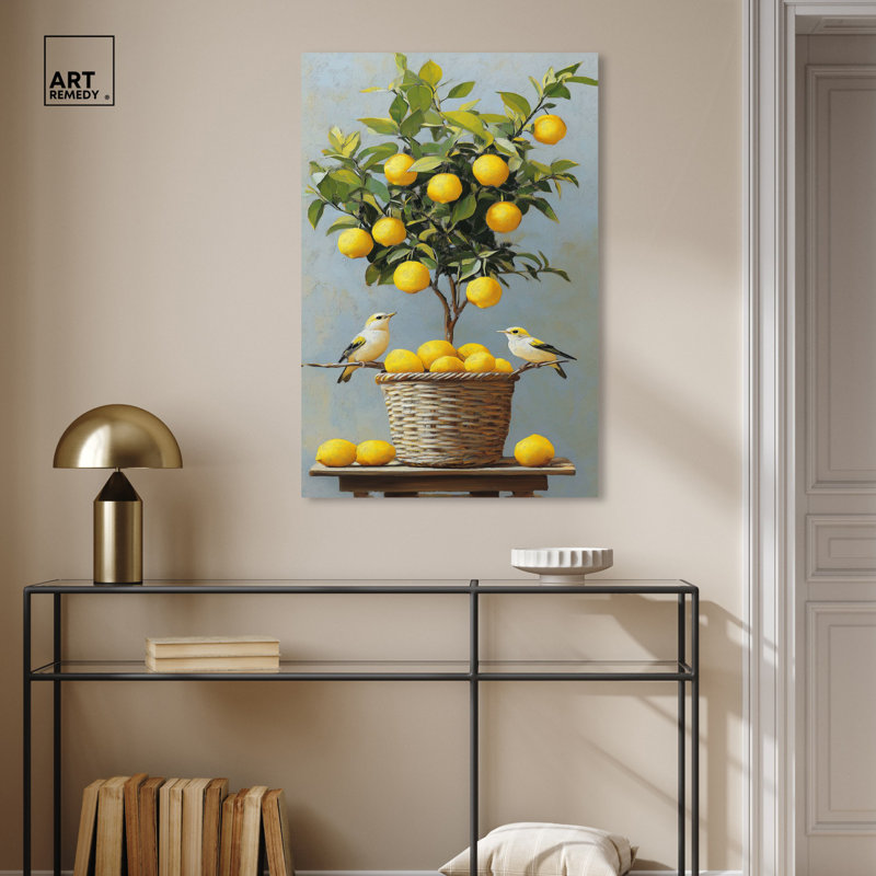 «Lemon Orchard Duet», art mural, H 36 po x l 24 po, Toile tendue