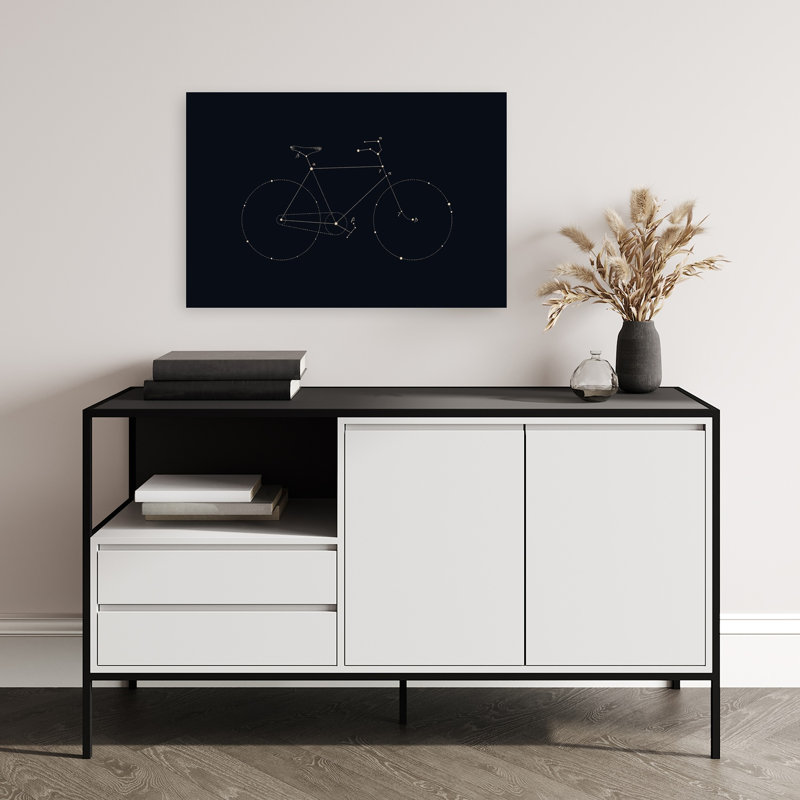 Reproduction d'art mural de paysage contemporain abstrait cosmique bicyclette Constellation, 16" H x 24" W