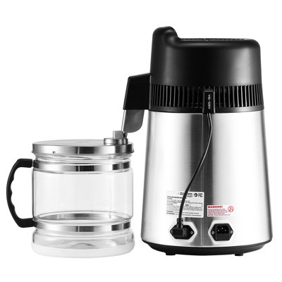 Water Distiller, 6L 1.6 Gallon Larger Pure Water Purifier Filter For Home Table Countertop, 900W Glass Pot Distilled Maker, Stainless Steel Interior Drinking Machine to Make Clean Waters, Silver