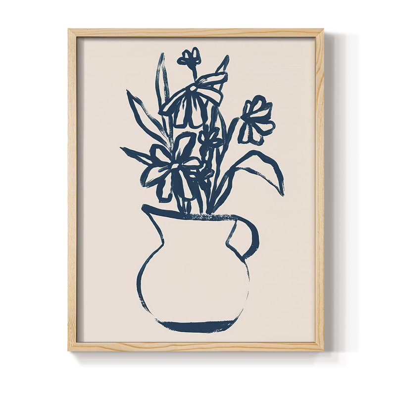 Marine Plant Sketches IV, reproduction encadrée - bois massif