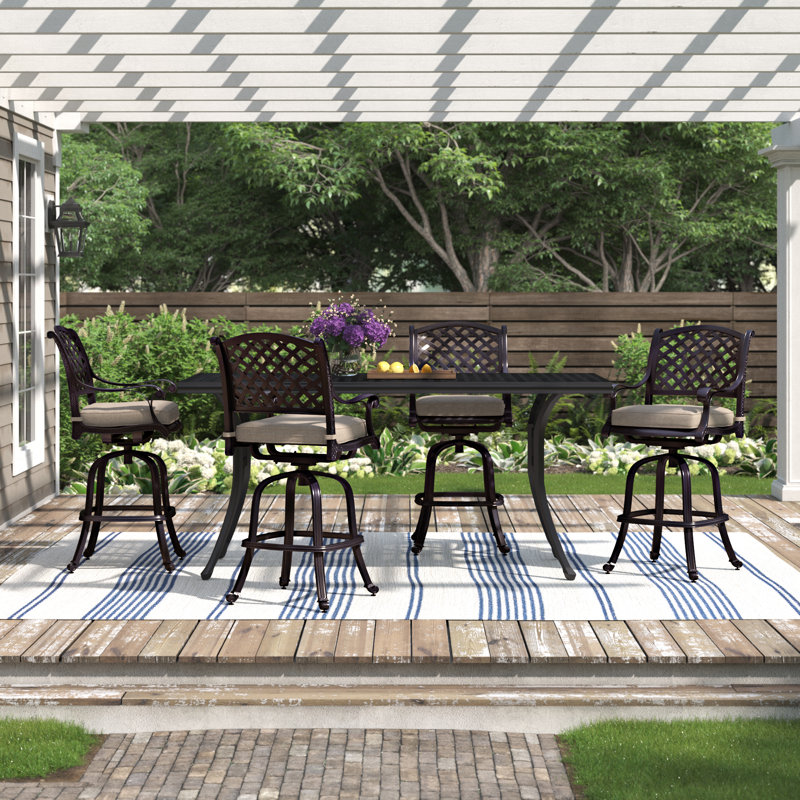 Frazee Metal Outdoor Stool with Cushion, 26" H, 2
