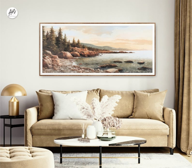 Grand panoramique de l'Acadia National Park, L 48 po x H 24 po x P 1,5 po, Impression sans cadre