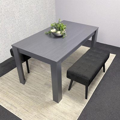 Fairmont Dining Table with 2 Velvet Benches Set