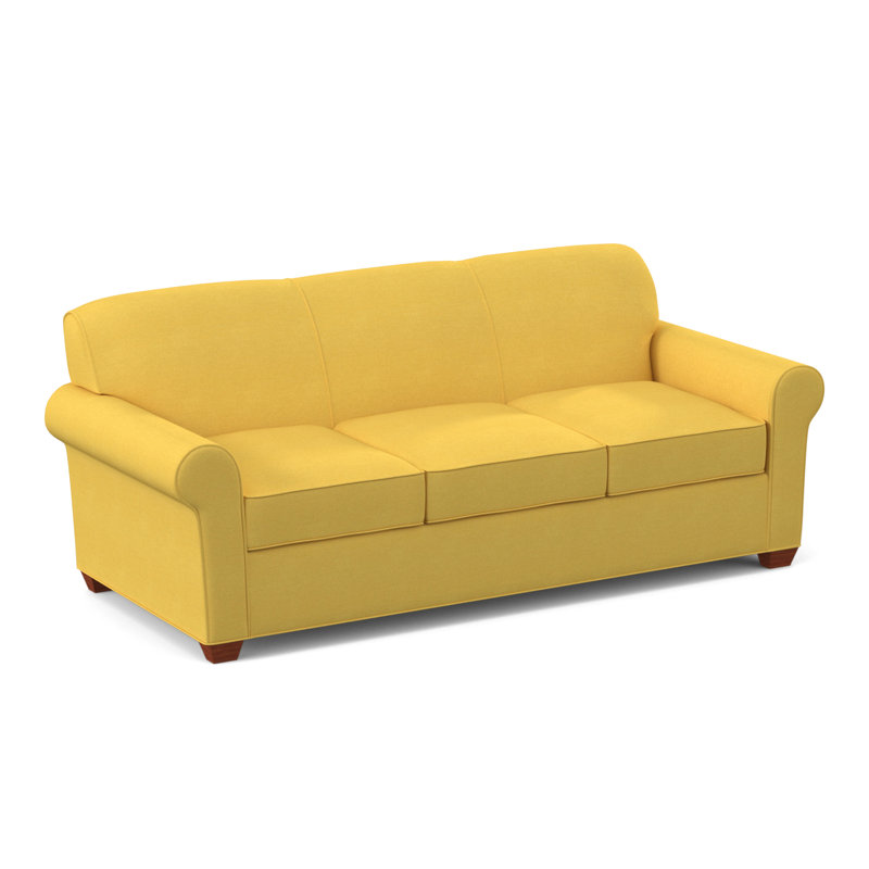 Finn Rolled Arm Sofa with Reversible Cushions, Antic Mimosa, BM Cherry, 34" H x 83" W x 36" D