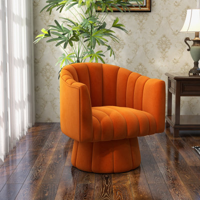 Aynur Velvet Swivel Barrel Chair