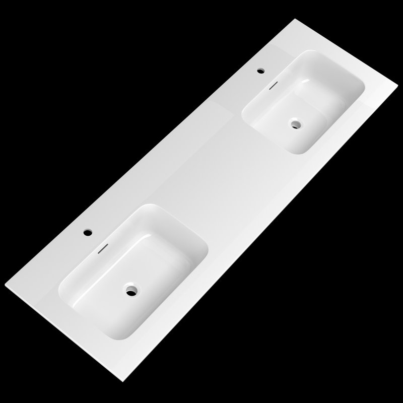72'' W x 22'' D Solid Surface Vanity Top Rectangular White Vanity Sink Coauntertop with Pre-drilled Faucet Hole for Bathroom