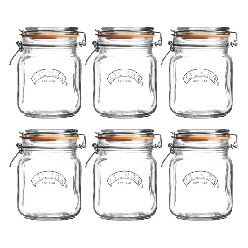 Kilner clip top square jar, 1L, 6