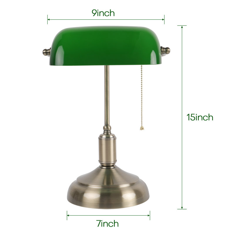 Carlesha 15'' Lamp, Nickel, Green