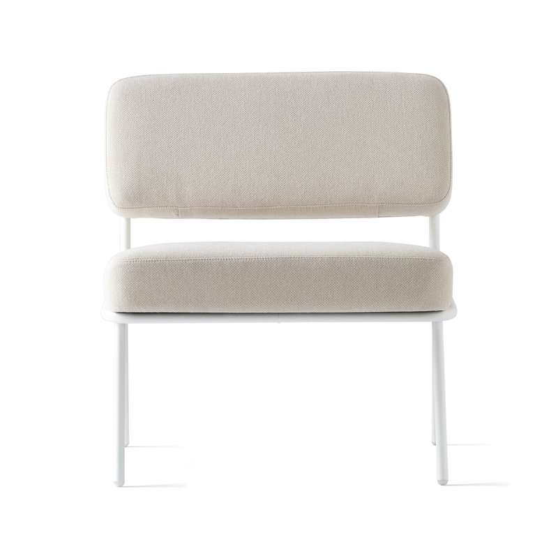 Chaise longue rembourrée Sixty, Polyester crème, Blanc