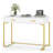 40” White And Gold Computer Desk With 2 Drawers, Modern Home Office Desk, Compact Writing Table, Vanity Desk For Small Spaces, Metal Frame, Minimalist Style