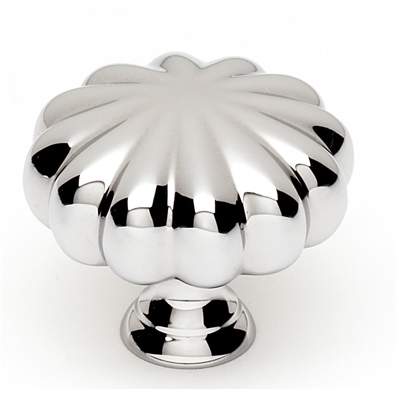Round Knob, Polished Chrome, 1.25" H x 1.5" W x 0.5" D