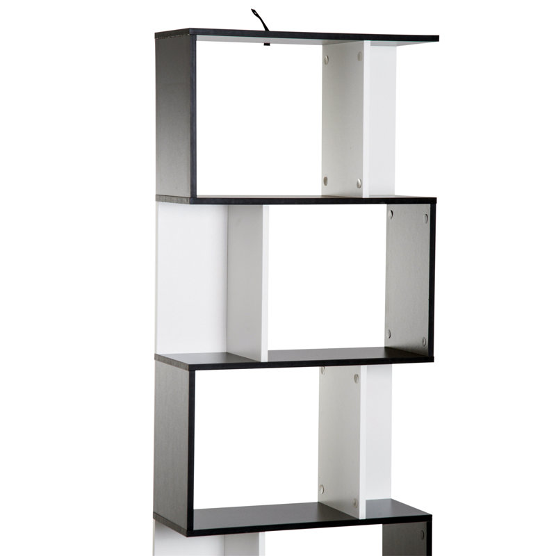 184.5cm H x 60cm W Geometric Bookcase, Black/White