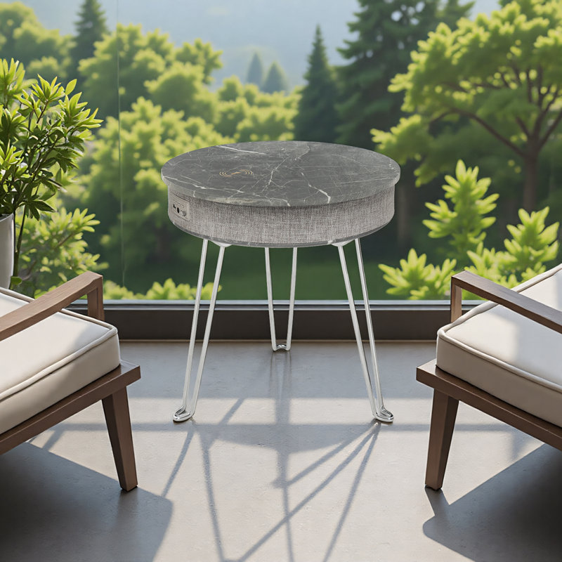 Table basse Daquin, Plateau gris / base argentée
