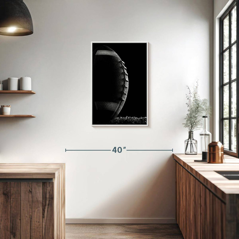 Football monochrome, Cadre flottant blanc, 21 po x 31 po
