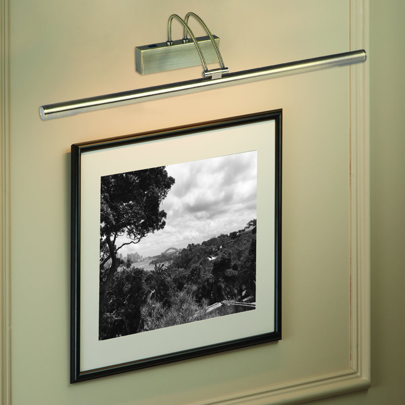 1 -Light Hardwired LED Wall Mounted Picture Light, Antique Brass