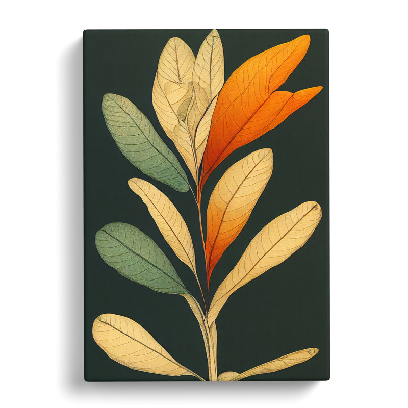 Pretty Leaves Art No.2 - Wall Art, 50cm H x 35cm W x 3cm D, Wrapped Canvas